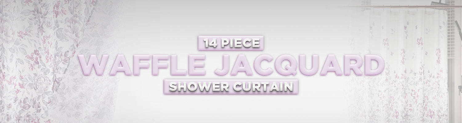 14 PIECE WAFFLE JACQUARD SHOWER CURTAIN