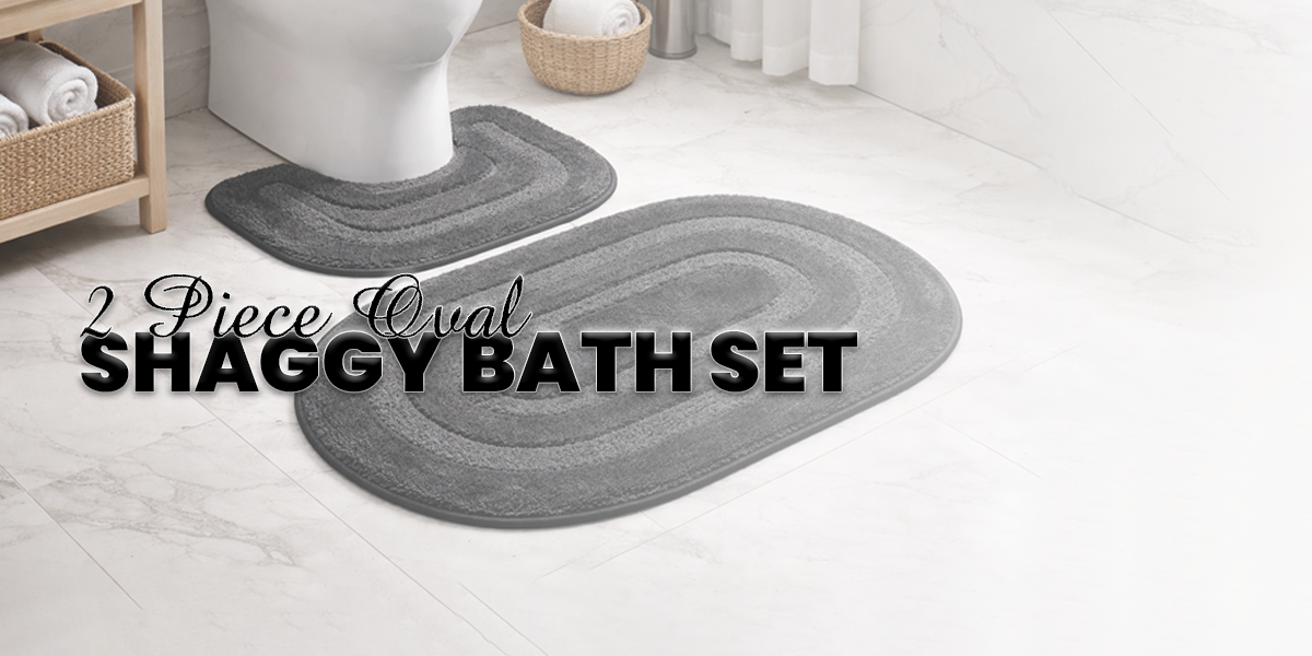 2 PIECE OVAL SHAGGY BATH SET