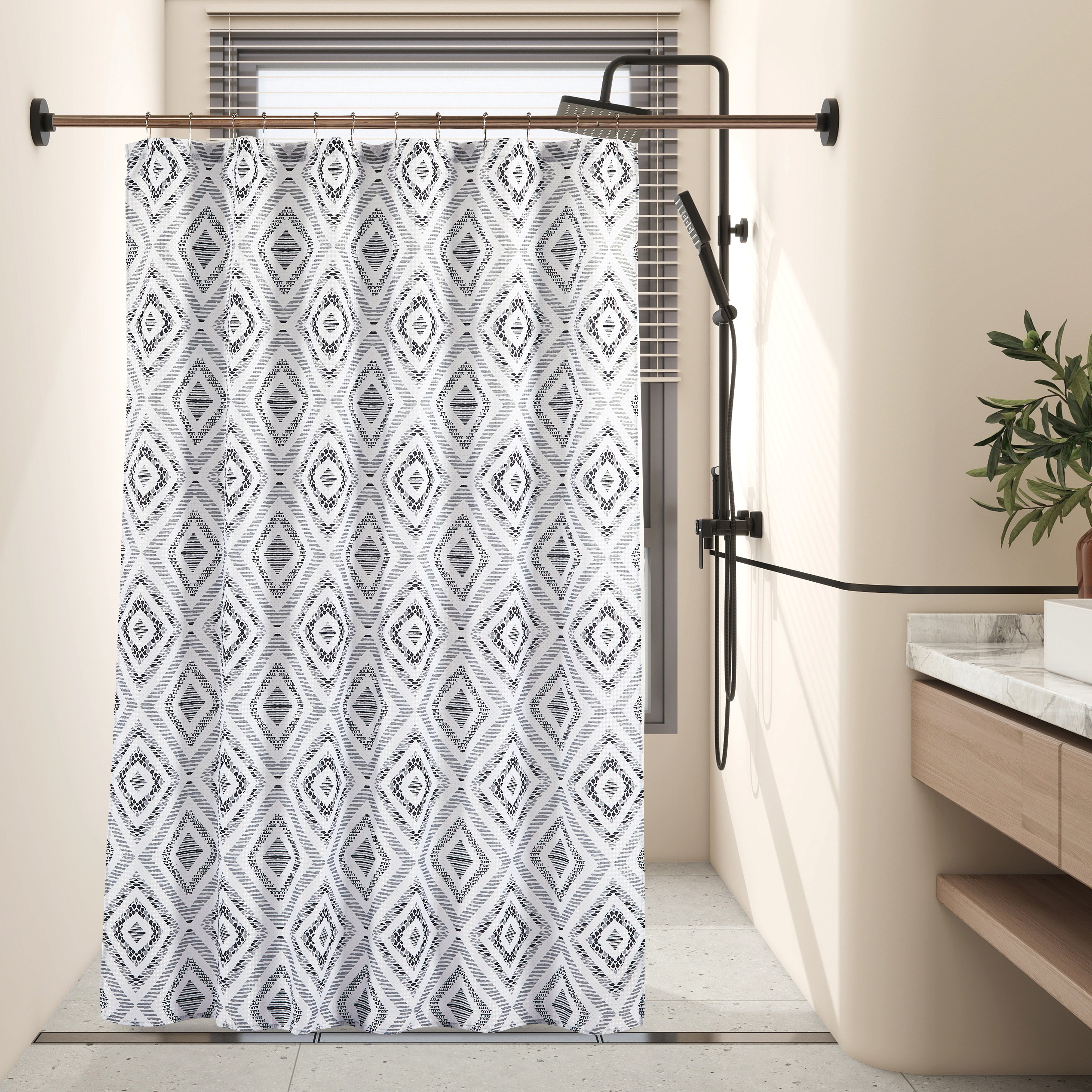 14 Pieces "Haven" Waffle Jacquard Shower Curtain