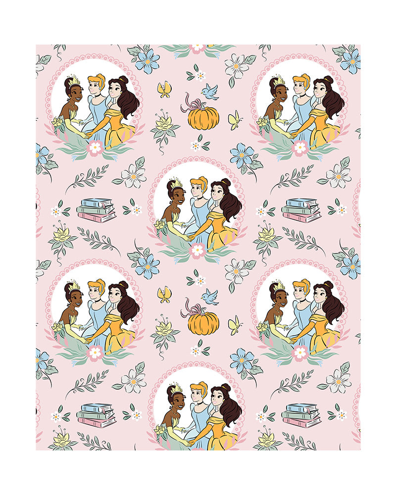 BABY DISNEY FLANNEL ROTARY THROW "NEW DESIGN"–  “BEAUTIFUL FRIENDS” PRINCESS (SOILD CASE PACK: 24 ITMES PERCASE)