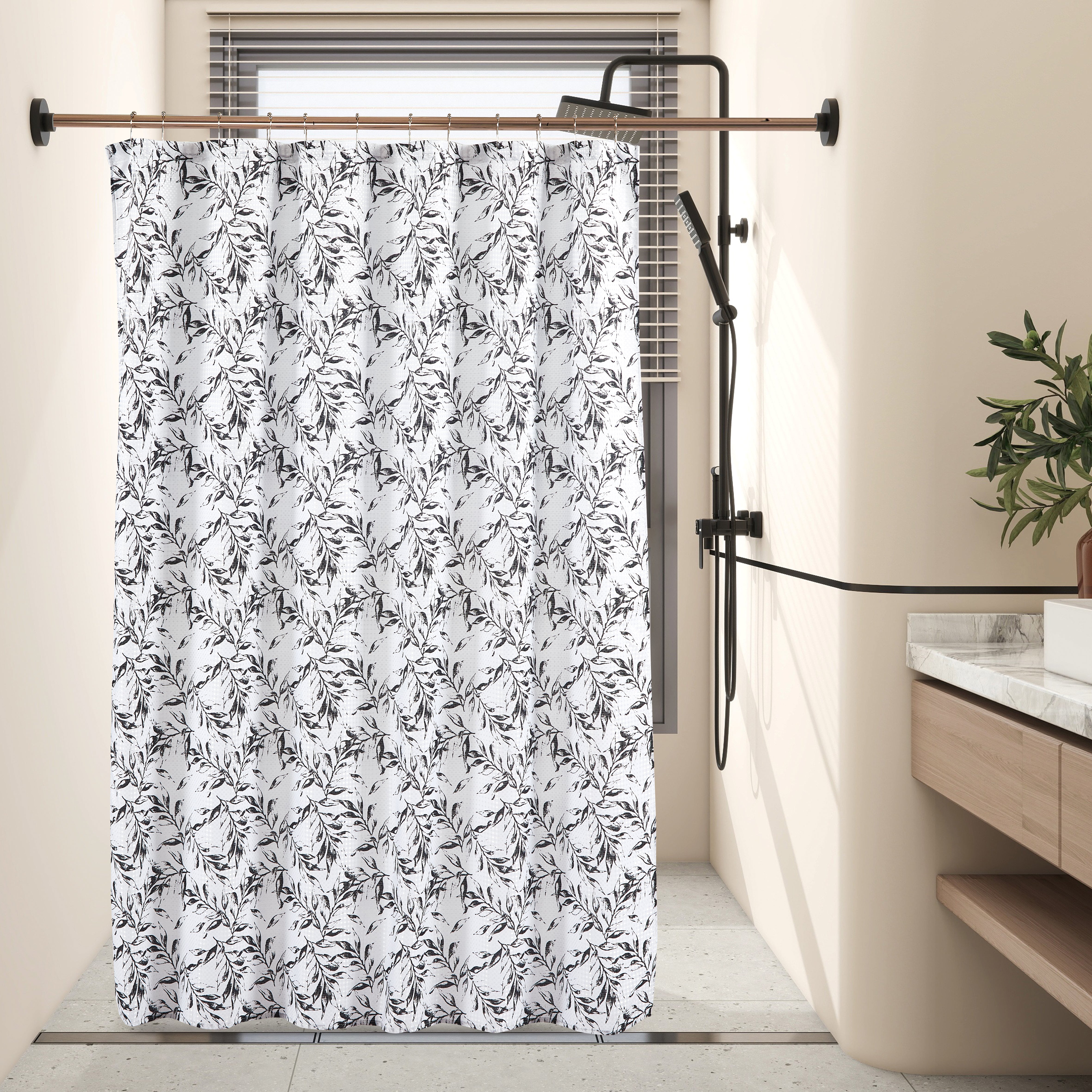 14 Piece "Vine Heritage" Waffle Jacquard Shower Curtain