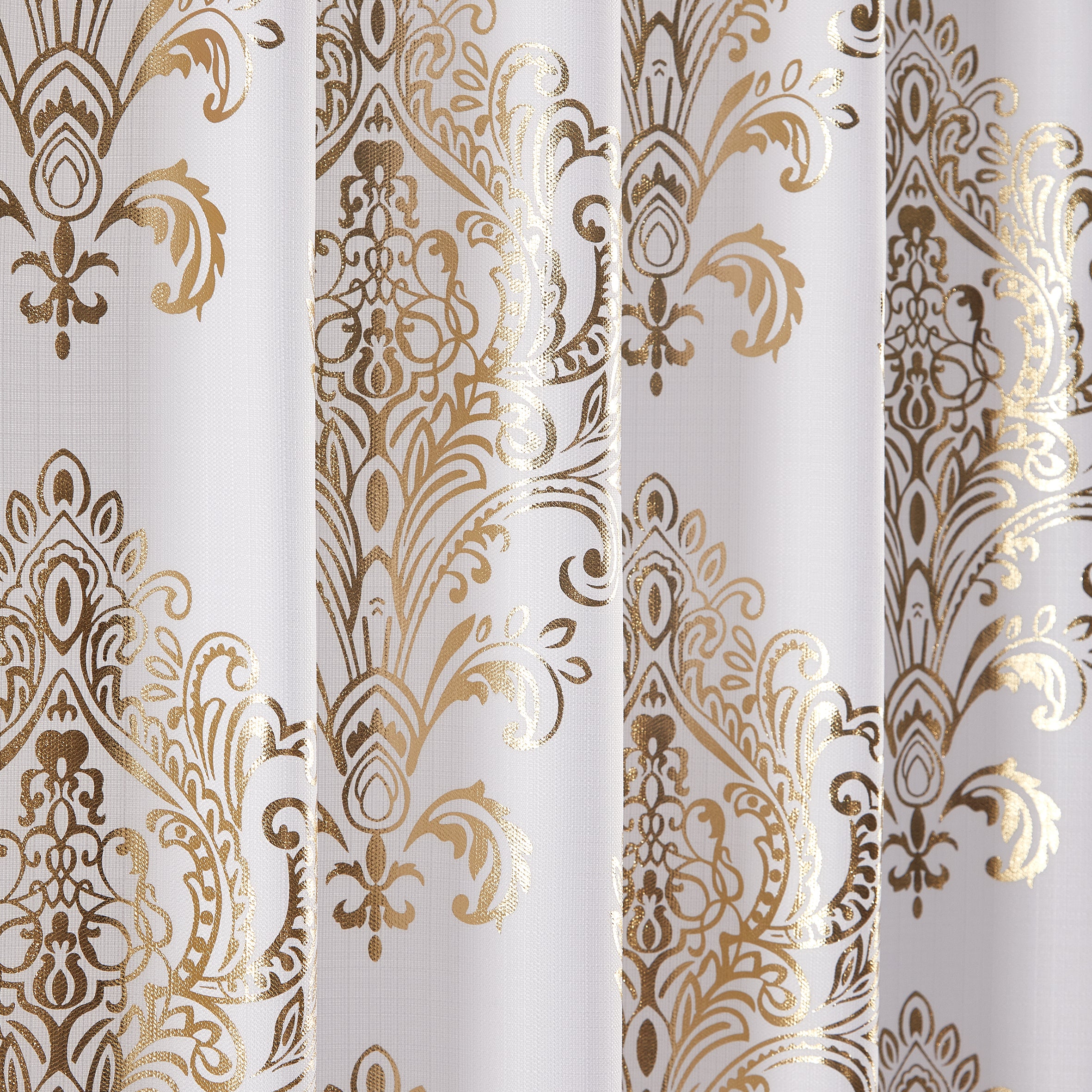 14 Piece "Metallic 0034-Gold Foil" Roaring Metallic Shower Curtain