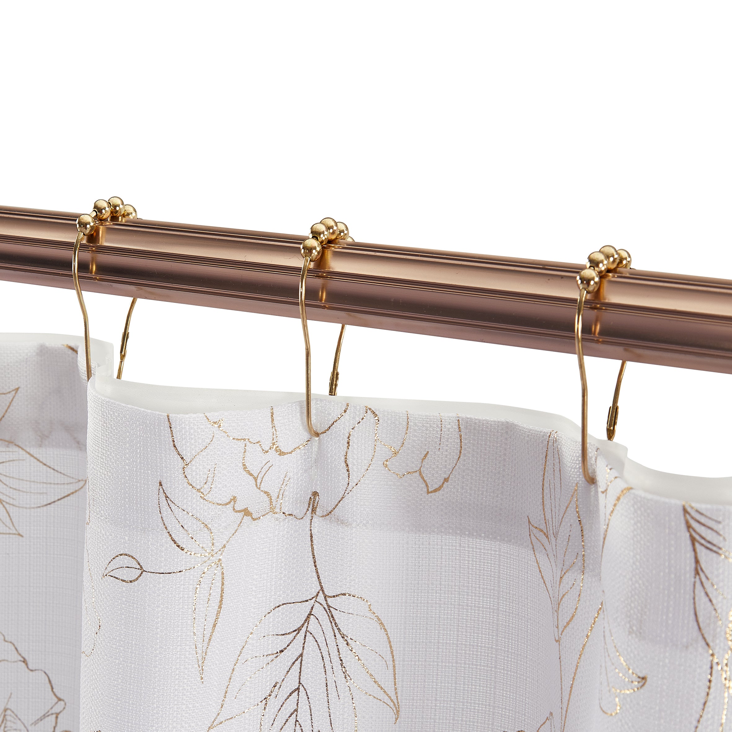 14 Piece "Belle-Gold Foil" Roaring Metallic Shower Curtain