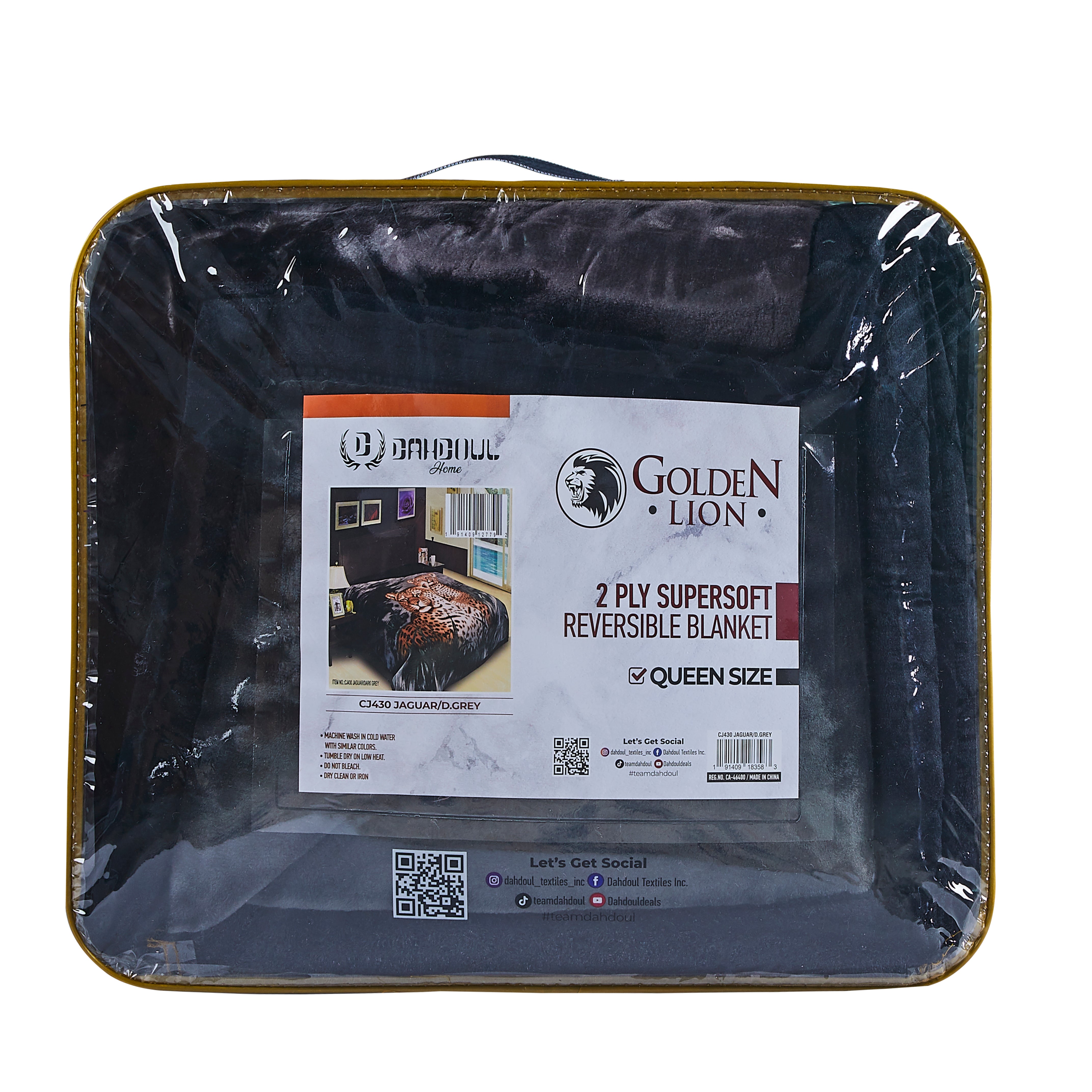 Jaguar/Dark Grey CJ430  Golden Lion 2Ply Blanket