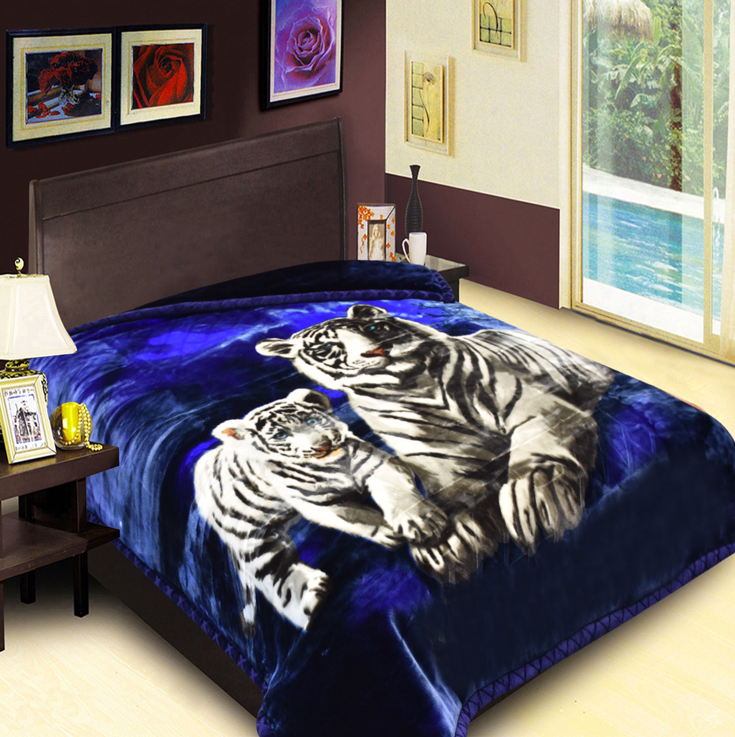 Manta azul CJ990 Golden Lion de 2 capas 