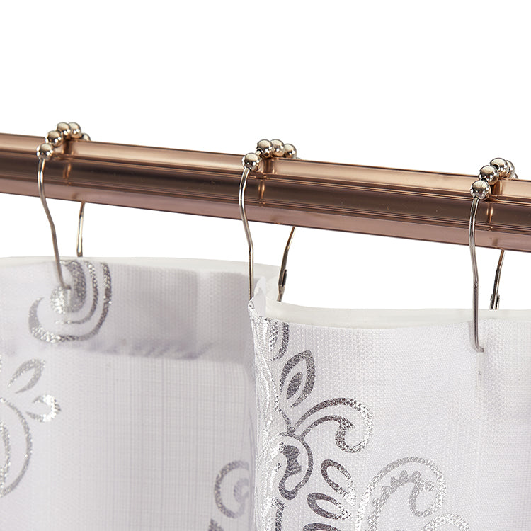 14 Piece "Metallic 034 Silver Foil" Roaring Metallic Shower Curtain