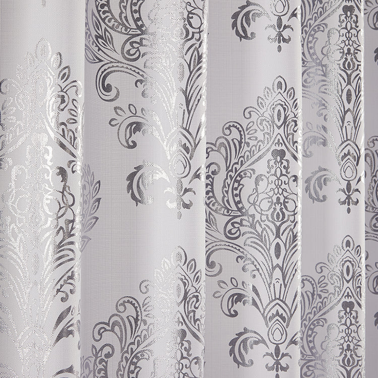 14 Piece "Metallic 034 Silver Foil" Roaring Metallic Shower Curtain