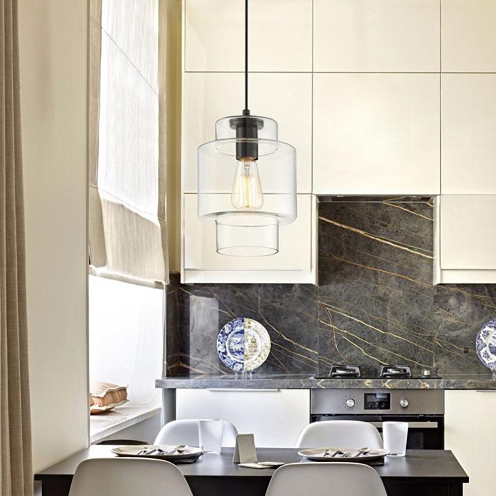 Vanity Art Modern Elegant Black 1 Light Glass Pendant Ceiling Light Fixture Chandelier Light For Kitchen Dining Room - Dahdoul Online