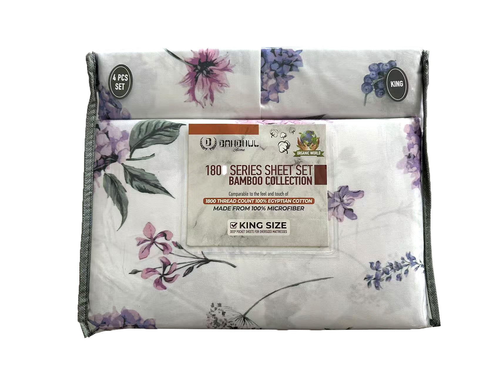 4 PIECE BAMBOO 1800 PRINTED BED SHEET DESIGNS–(ASSORTED CASE PACK 10 SHEETS PER CASE)