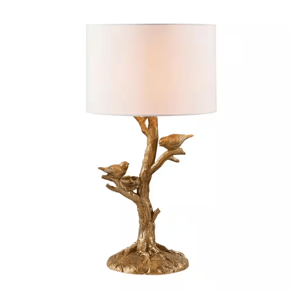Aurillac 21.6 Gold Indoor Table Lamp with Fabric Shade - Dahdoul Online
