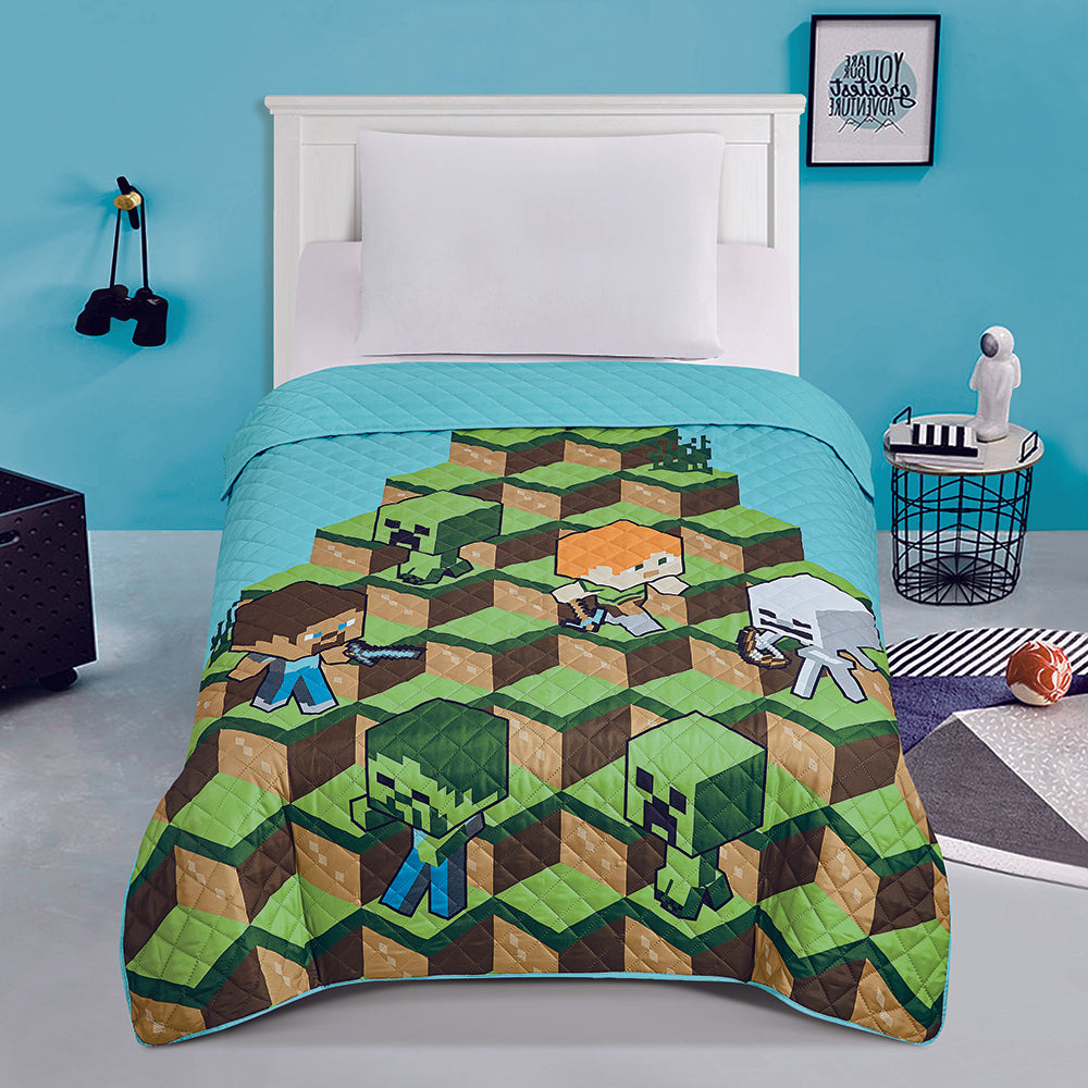 "Blocks" Minecraft Twin/Full Minecraft Bedspread