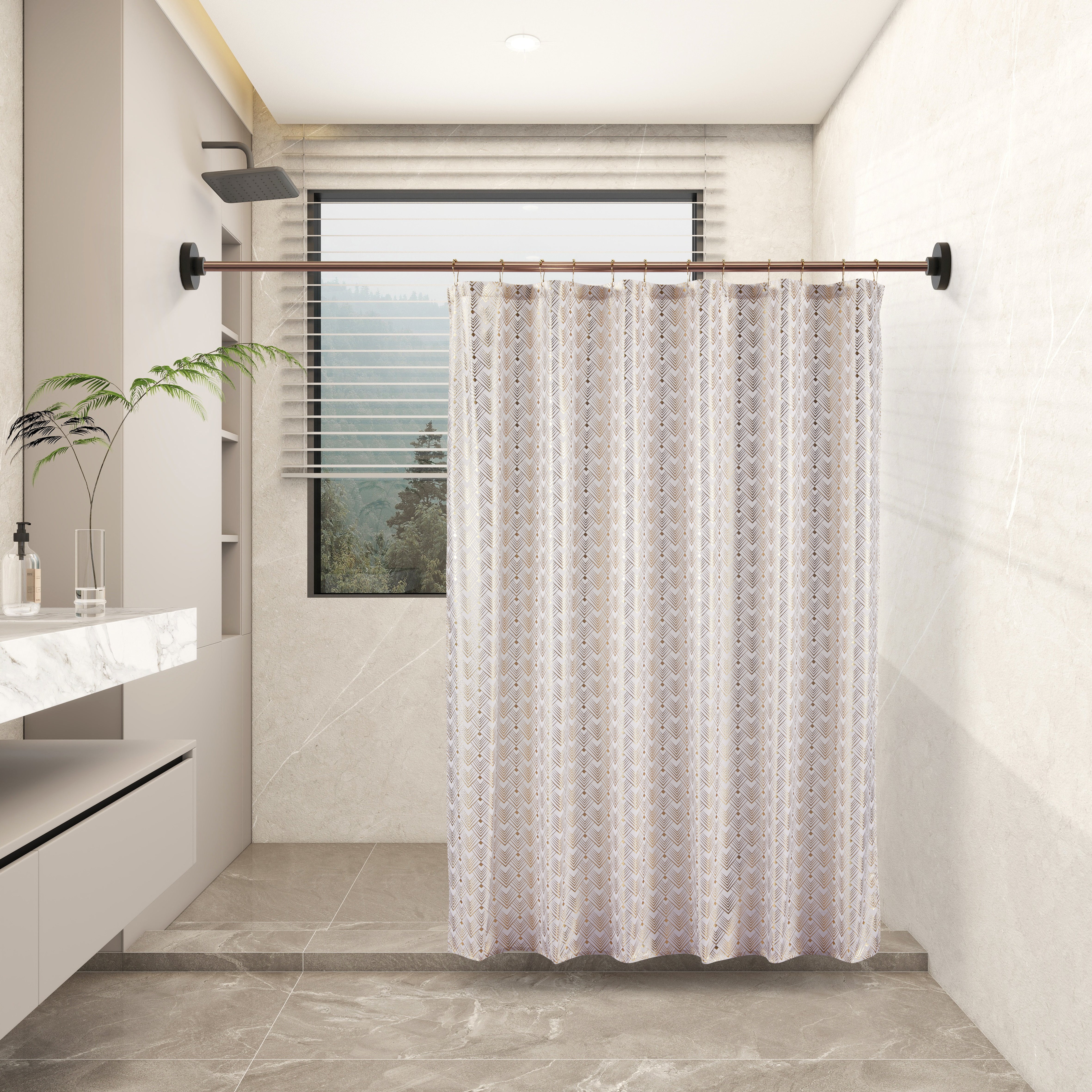 13 Pieces Metallic Sedona Shower Curtain | Autumn- Gold