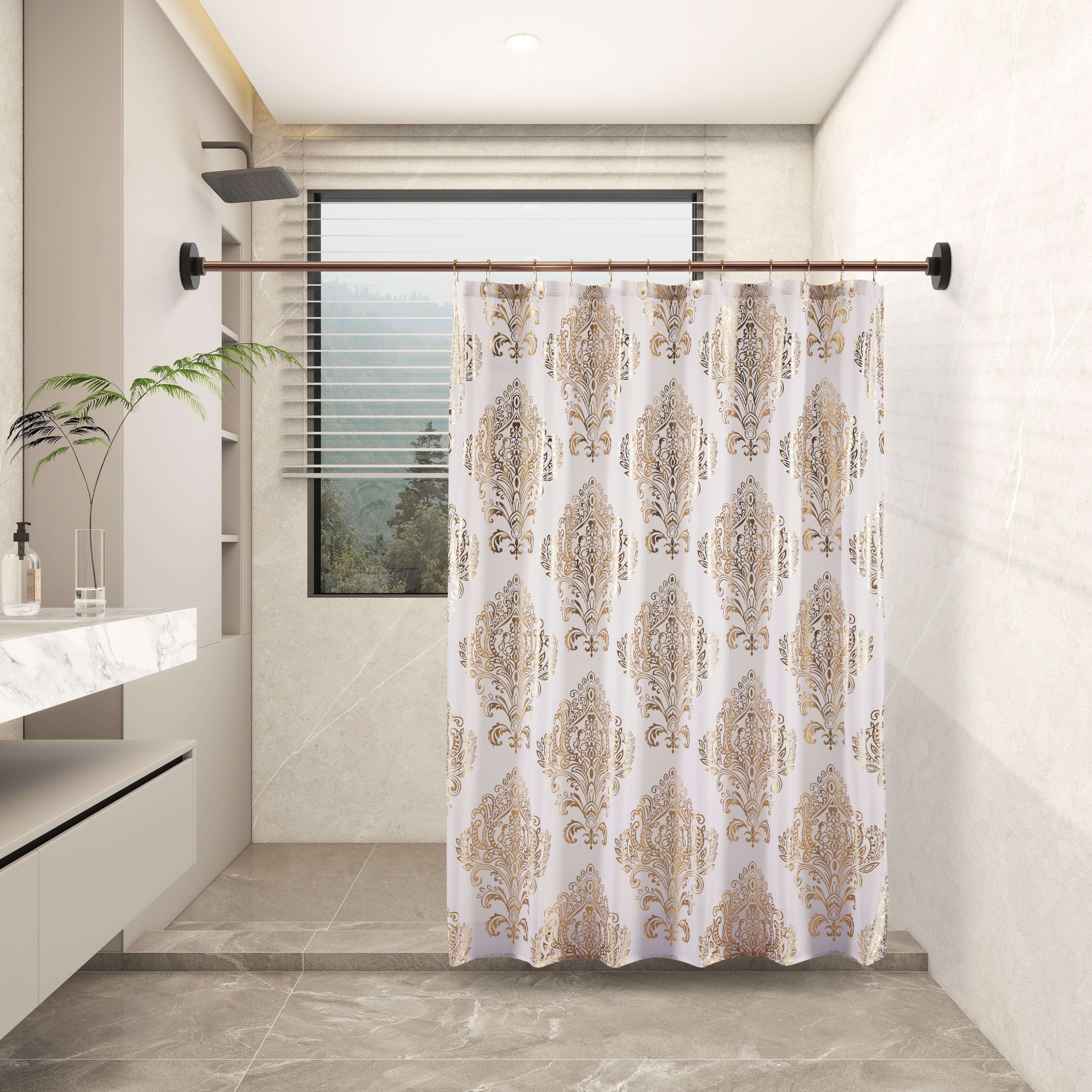 13 Pieces Metallic Sedona Shower Curtain | Metallic 0034-Gold Foil