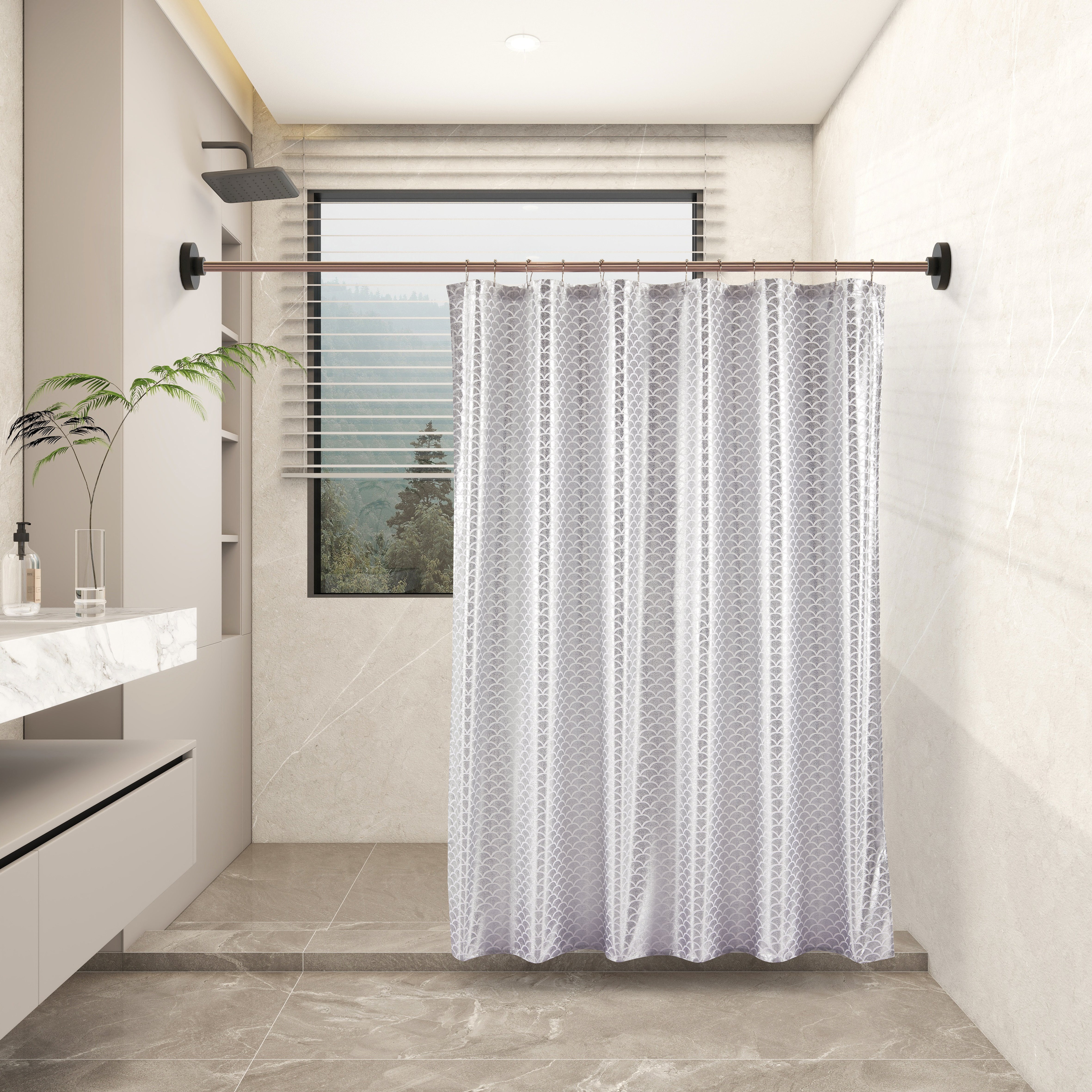 13 Pieces Metallic Sedona Shower Curtain | Metallic 0019-Silver Foil