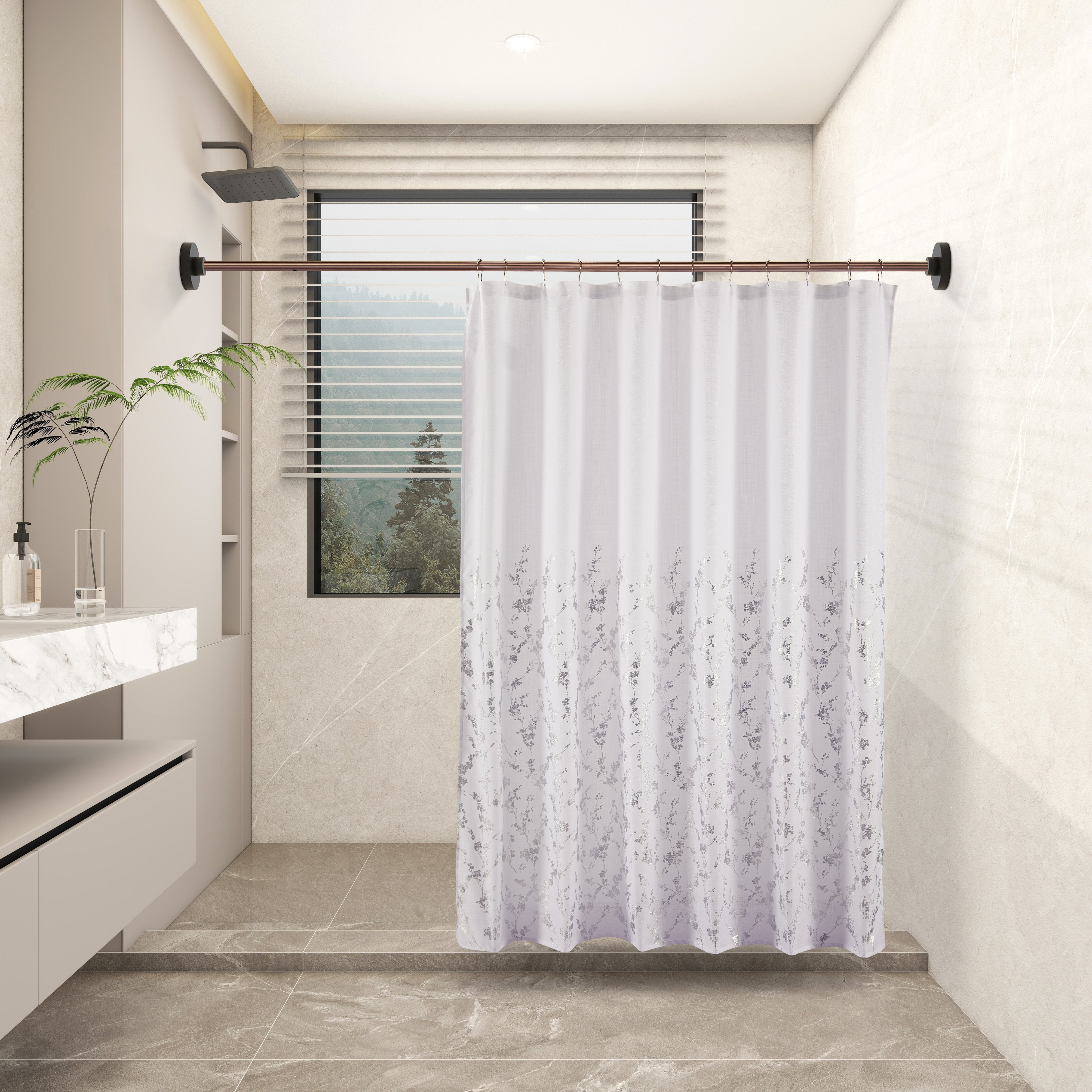 13 Pieces Metallic Sedona Shower Curtain | Yorkbridge-Silver Foil