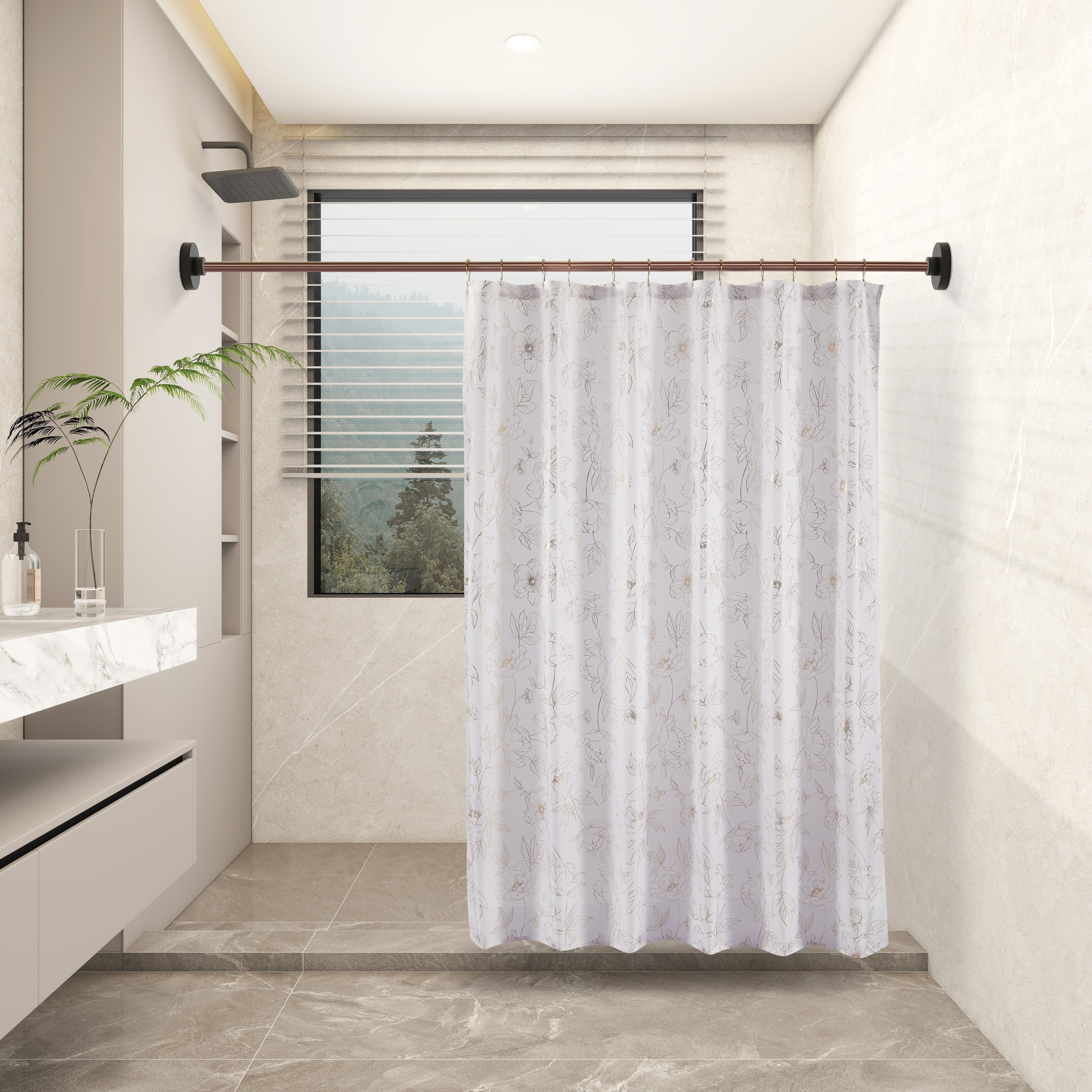 13 Pieces Metallic Sedona Shower Curtain | Belle-Gold Foil