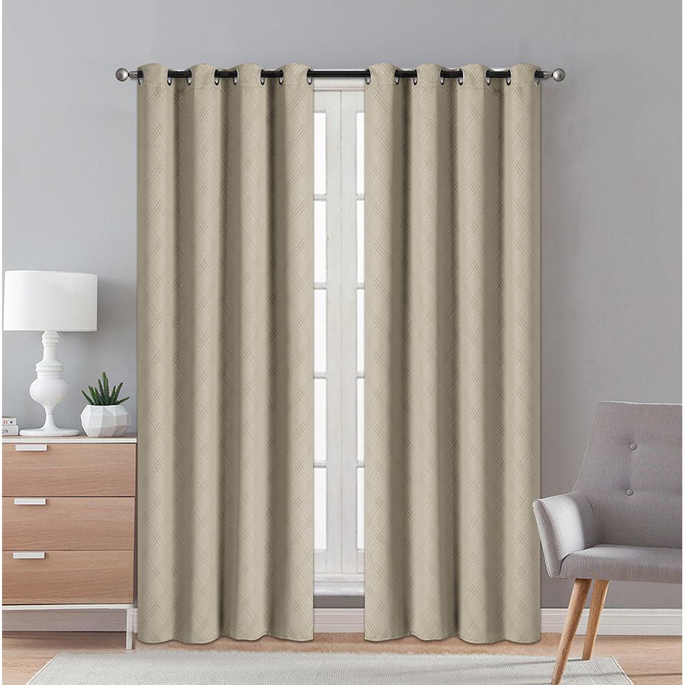 2 Pieces "3146" Eve Collection Weaving Blackout Embossed Window Curtain - Dahdoul Online