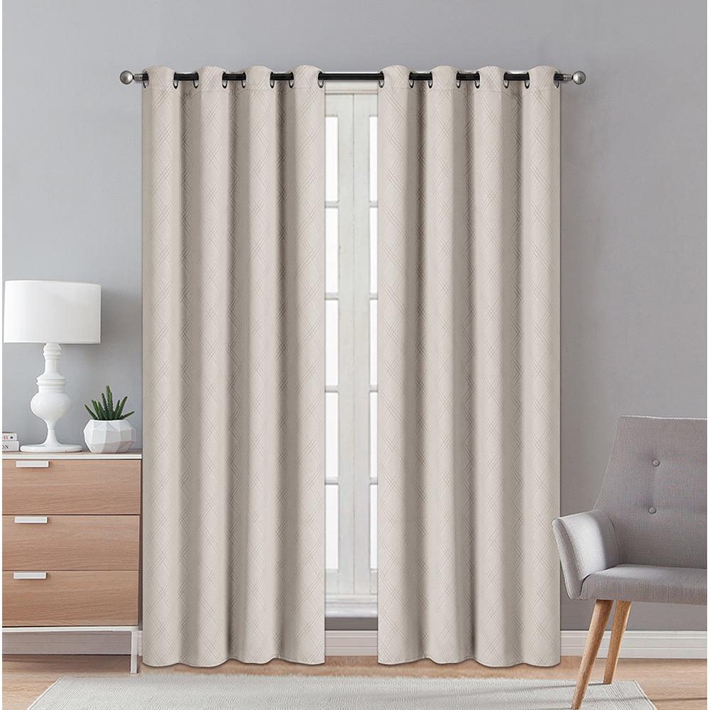 2 Pieces "3146" Eve Collection Weaving Blackout Embossed Window Curtain - Dahdoul Online