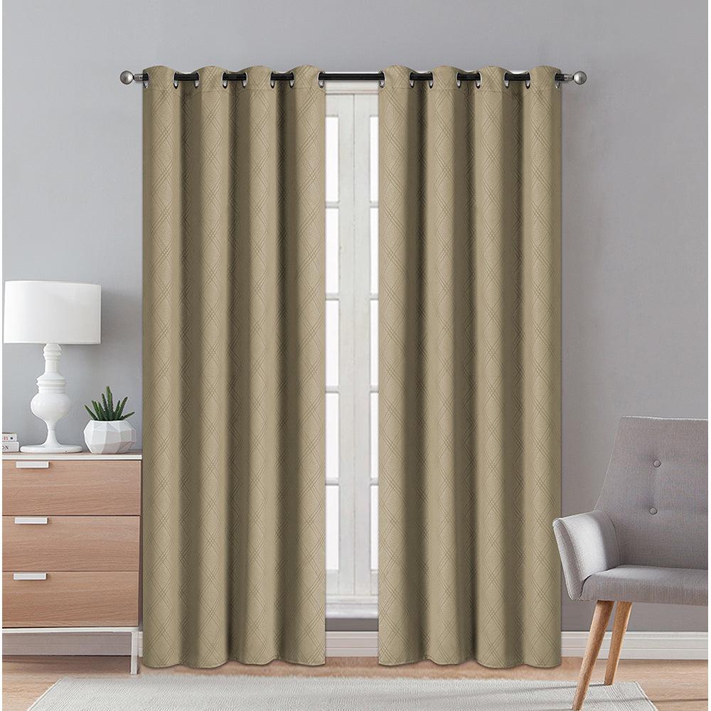 2 Pieces "3146" Eve Collection Weaving Blackout Embossed Window Curtain - Dahdoul Online