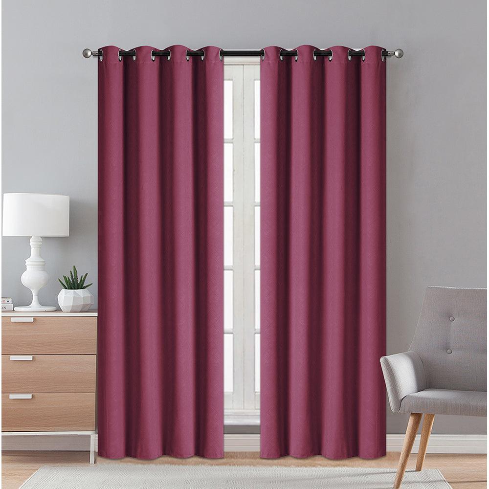 2 Pieces "3152" Eve Collection Weaving Blackout Embossed Window Curtain - Dahdoul Online