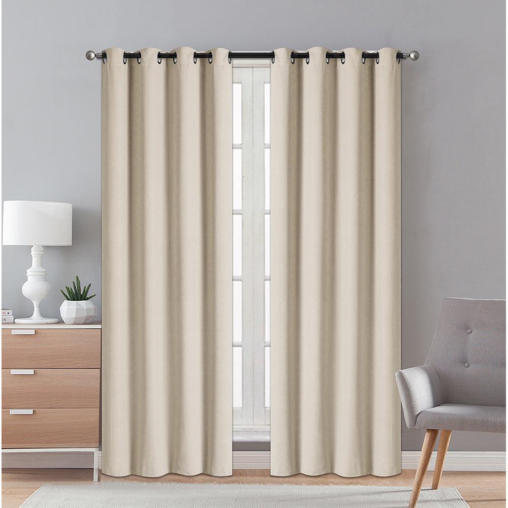 2 Pieces "3152" Eve Collection Weaving Blackout Embossed Window Curtain - Dahdoul Online