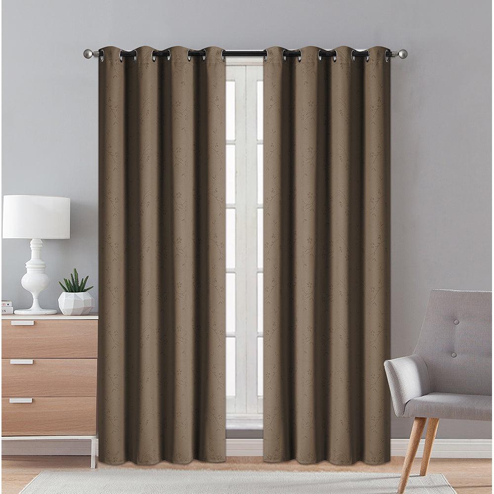 2 Pieces "3165" Eve Collection Weaving Blackout Embossed Window Curtain - Dahdoul Online
