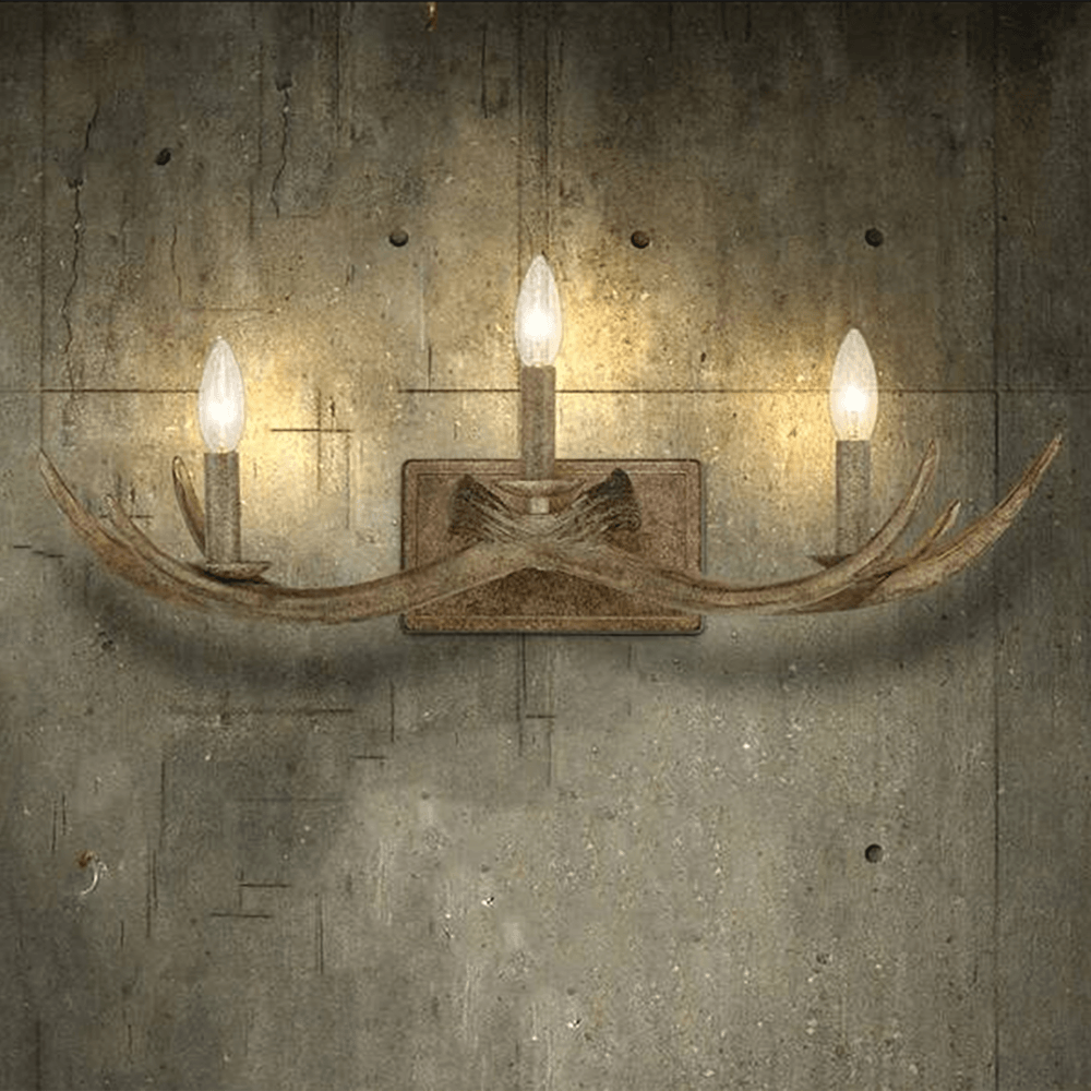 Moulins 25.6 in. 3-Light Natural Vanity-Light with Deer Antler Design - Dahdoul Online