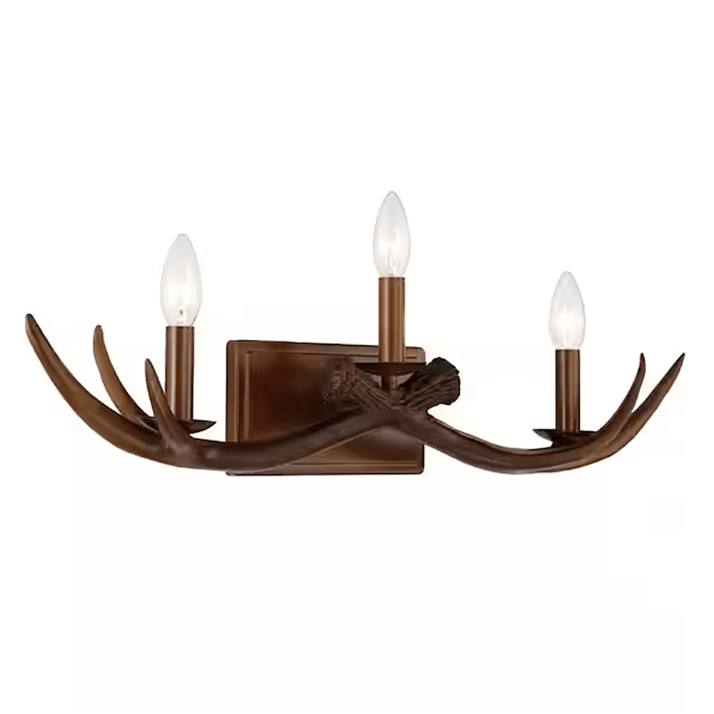 Moulins 25.6 in. 3-Light Brown Vanity-Light with Deer Antler Design - Dahdoul Online
