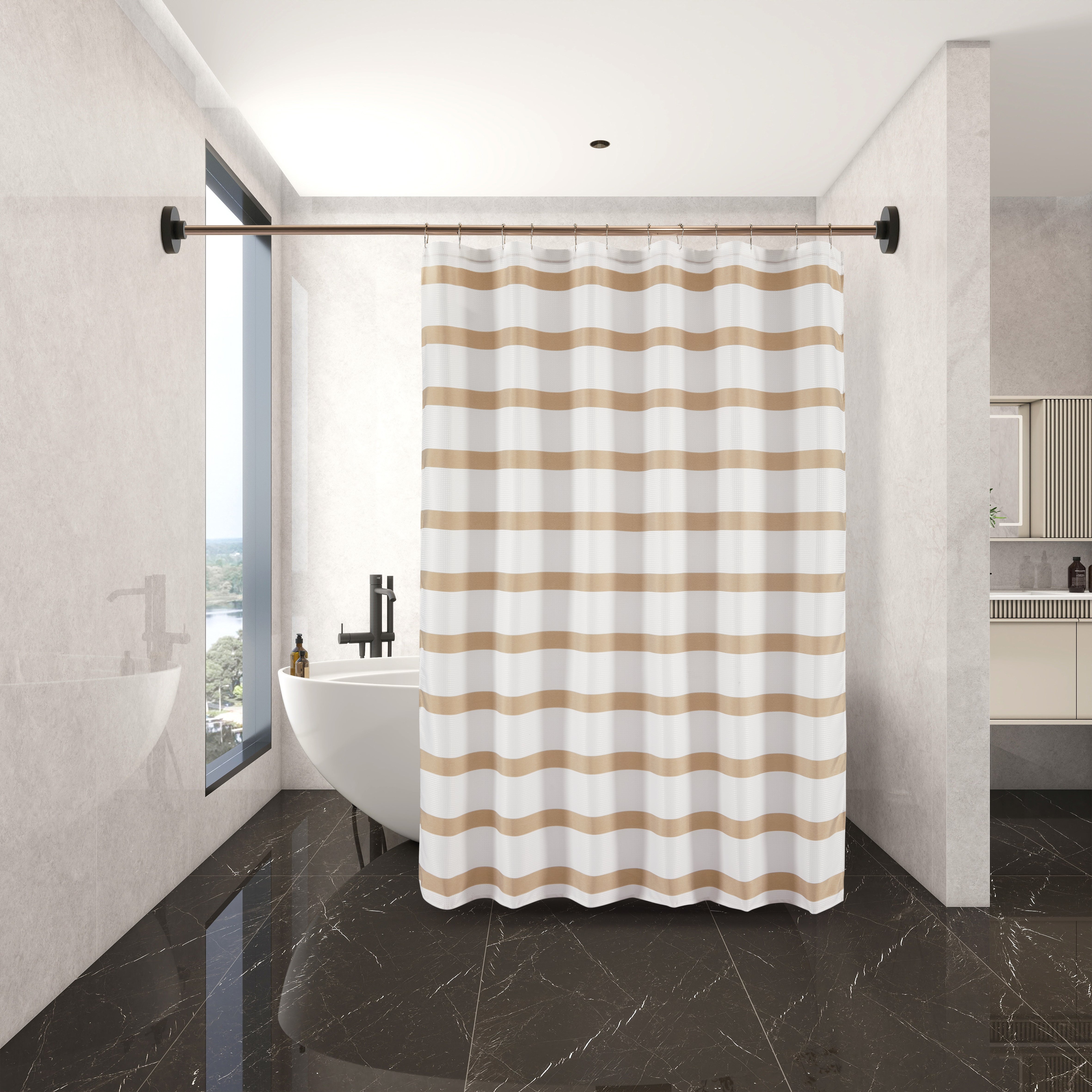 Elegance “Textured Shower Curtain Set" - Taupe