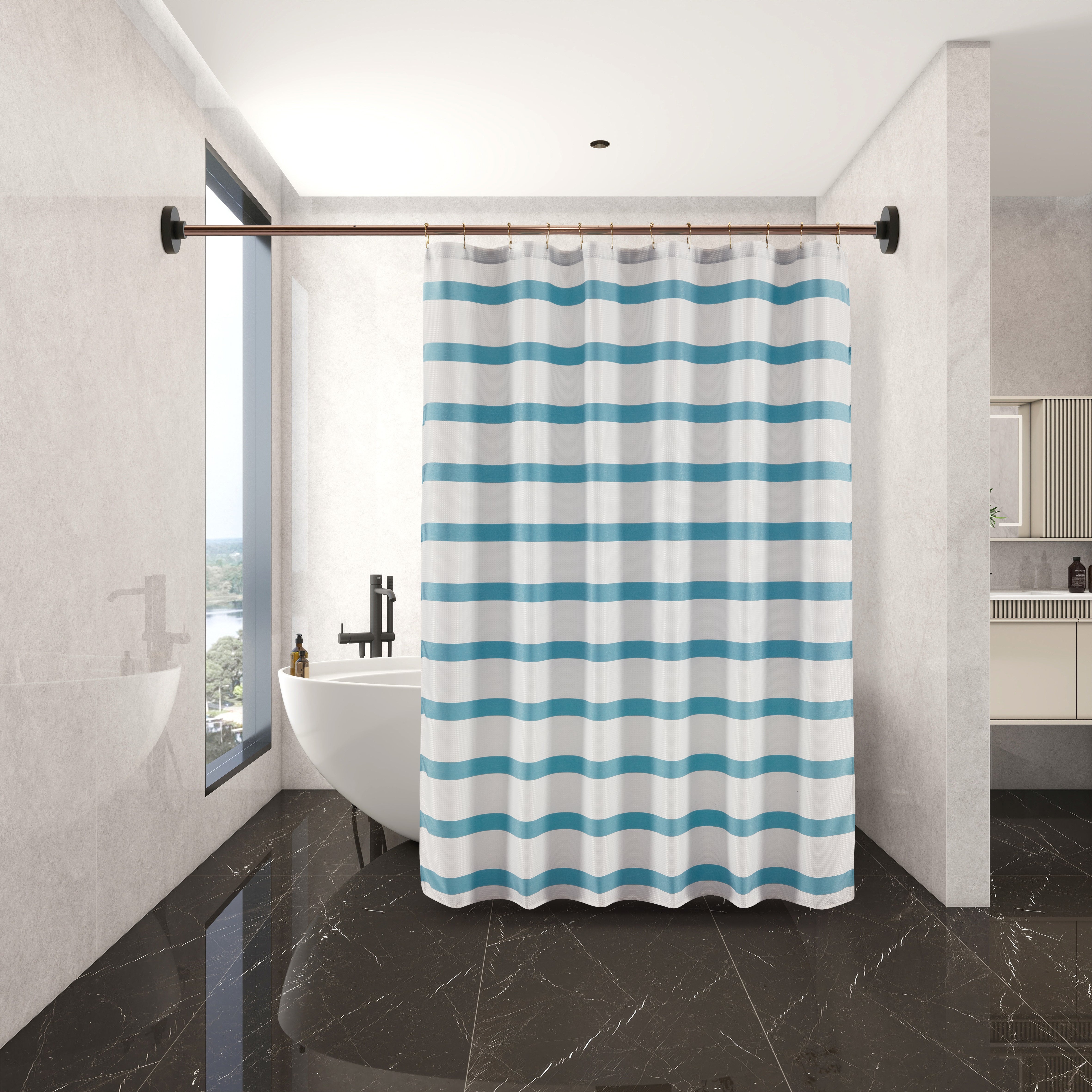 Elegance “Textured Shower Curtain Set" - Teal