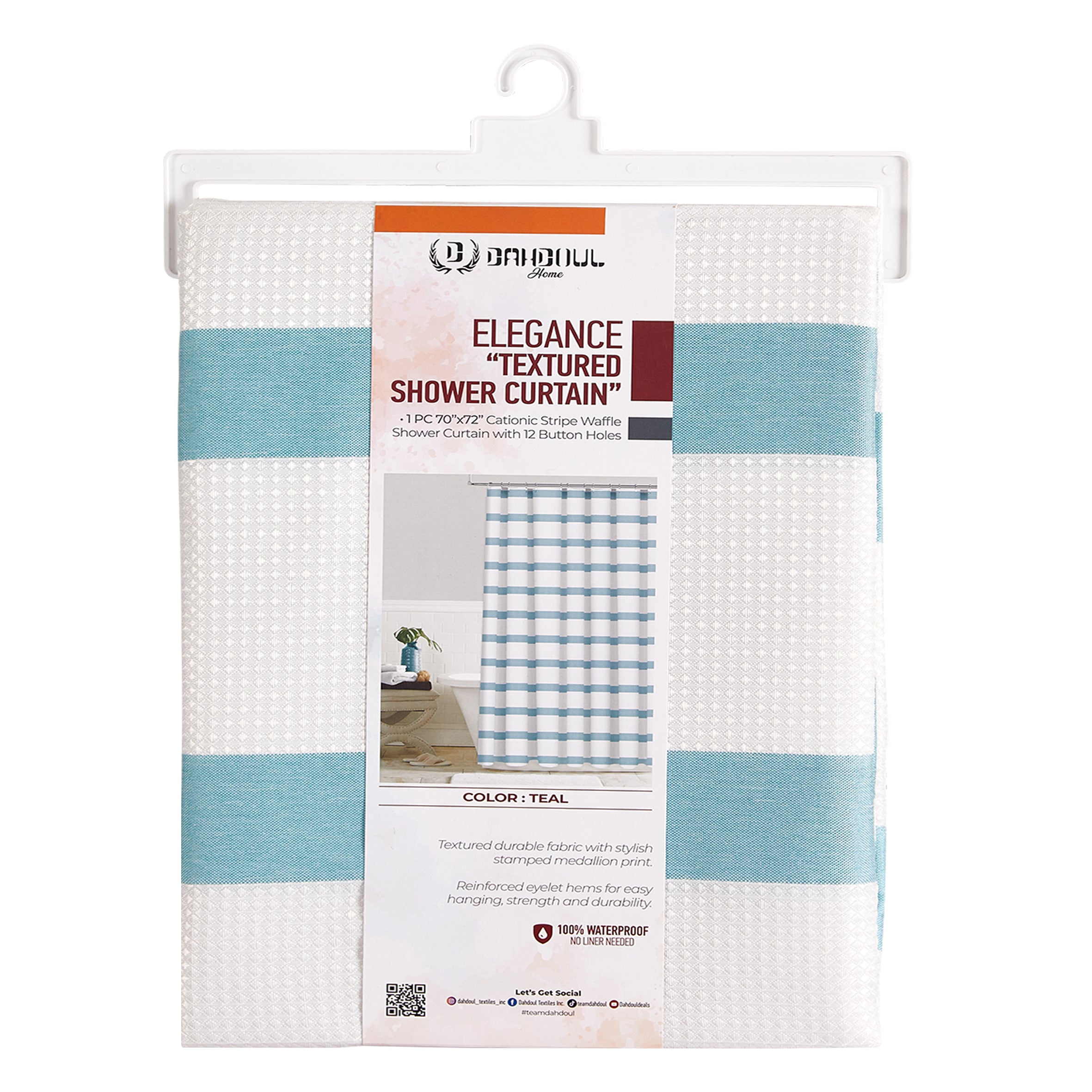 Elegance “Textured Shower Curtain Set" - Teal