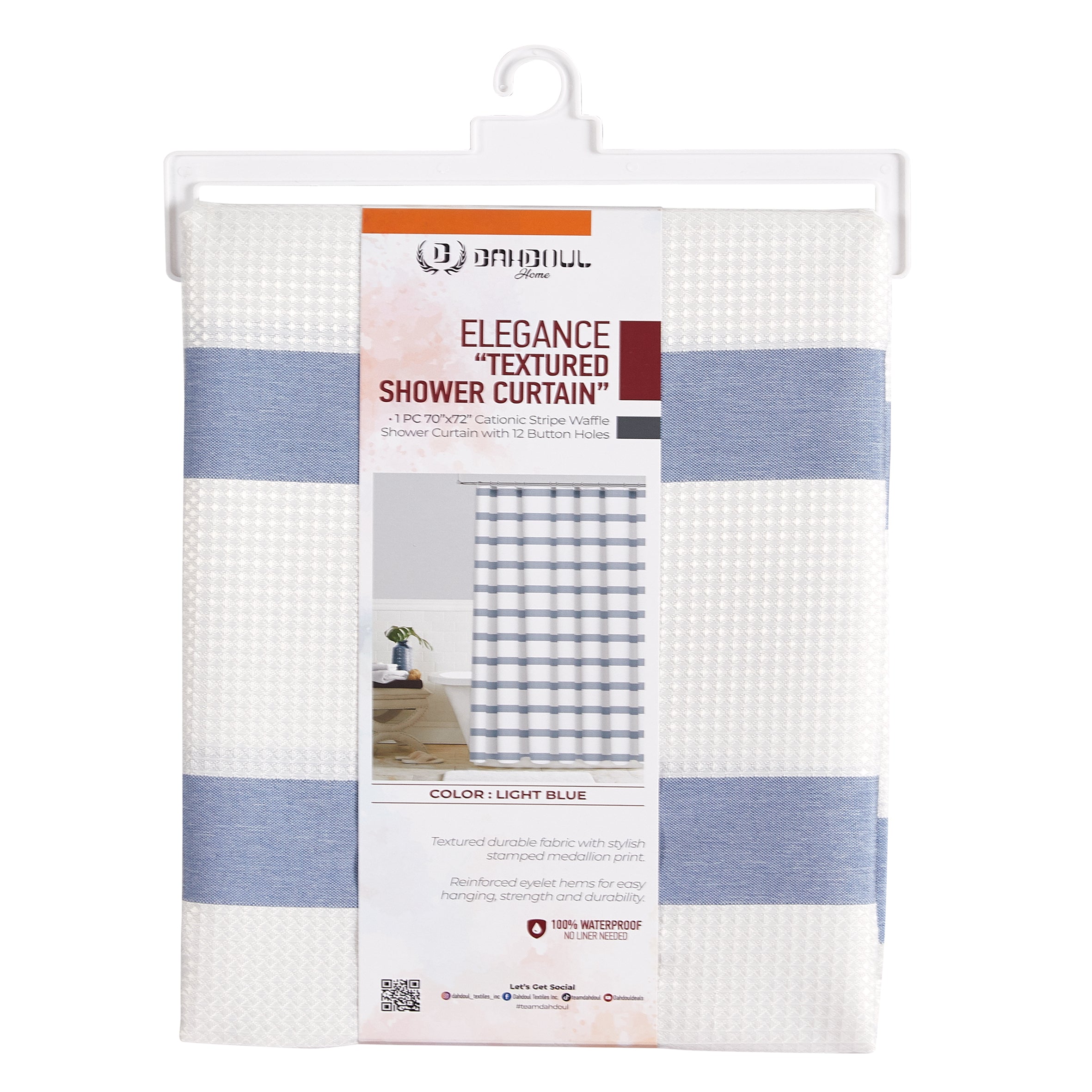 Elegance “Textured Shower Curtain Set" - Light Blue