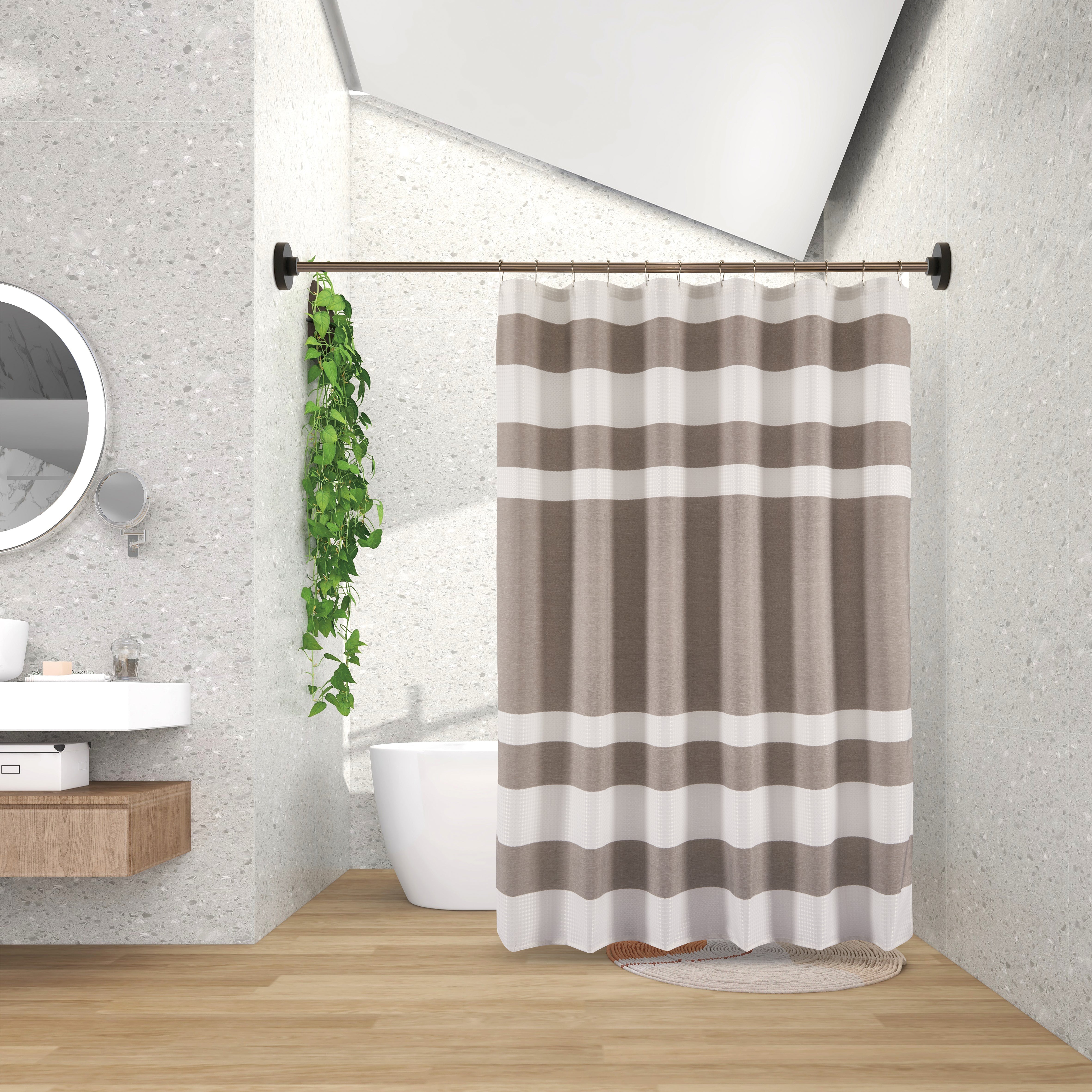 Elegance “Textured Shower Curtain Set" - Brown