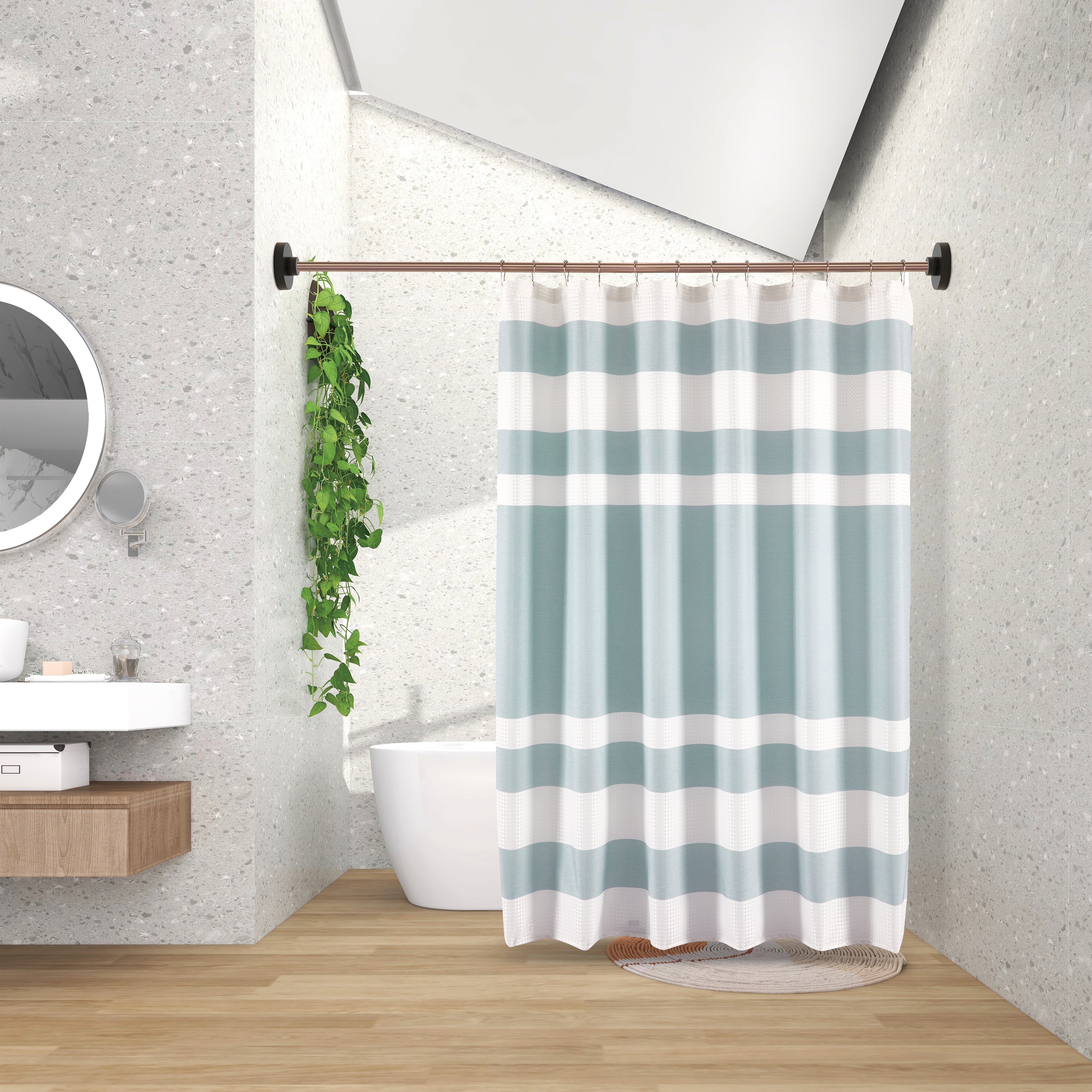 Elegance “Textured Shower Curtain Set" - Aqua