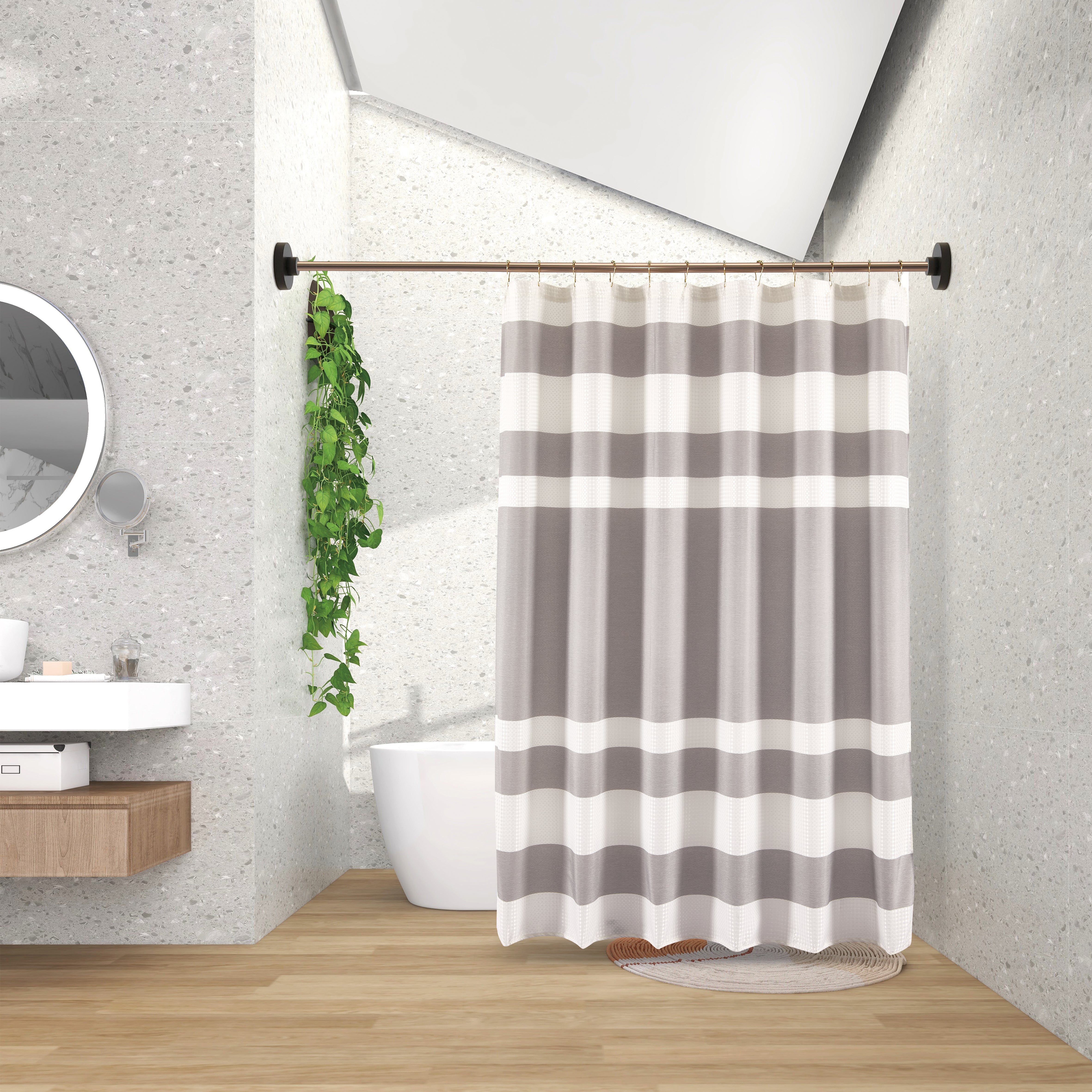 Elegance “Textured Shower Curtain Set" - Light Grey