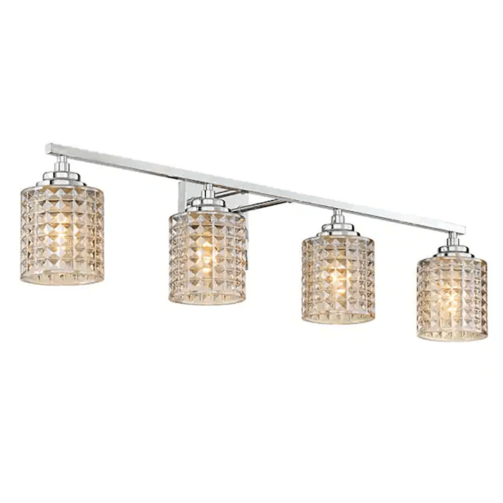 Genoa 33.5 in. 4-lights Chrome Vanity Light with Cut Crystal Glass Shade - Dahdoul Online