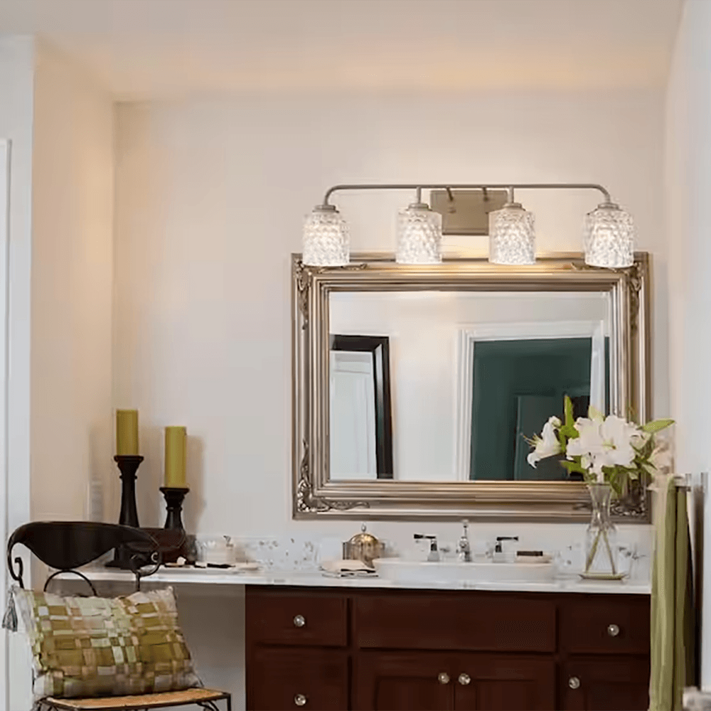 Strasbourg 31.5 in. 4-lights Brass Dust Vanity Light with Cut Crystal Glass Shade - Dahdoul Online