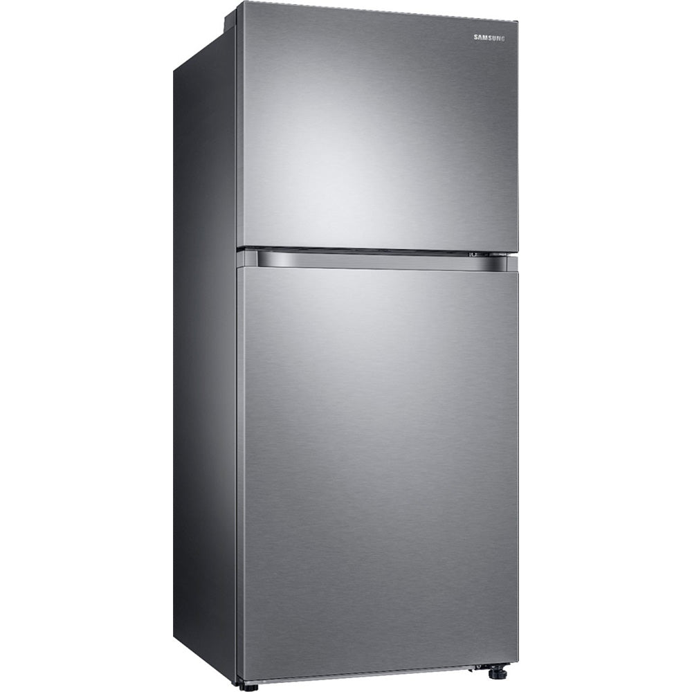 Samsung - 17,6 pies cúbicos. Pie. Refrigerador con congelador superior con FlexZone y máquina de hielo - Acero inoxidable