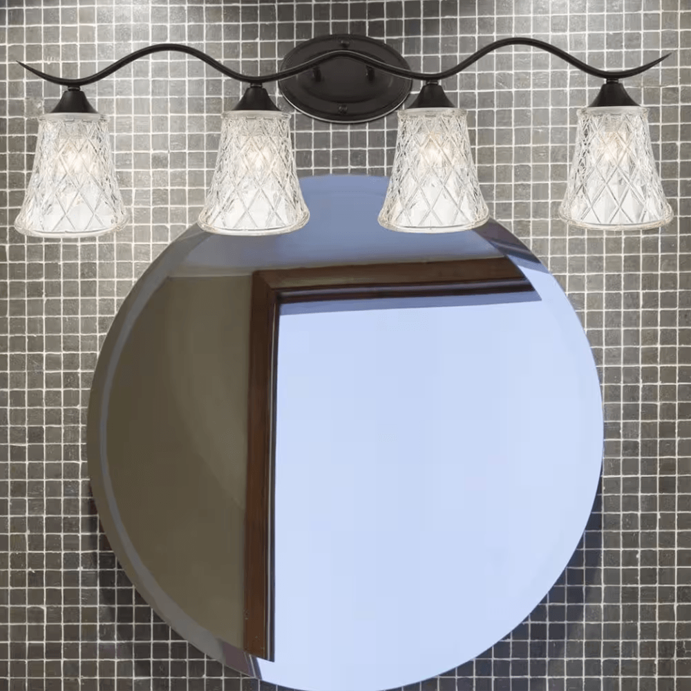 Brescia 31.5 in. 4-lights Matte Black Vanity Light with Cut Crystal Glass Shade - Dahdoul Online
