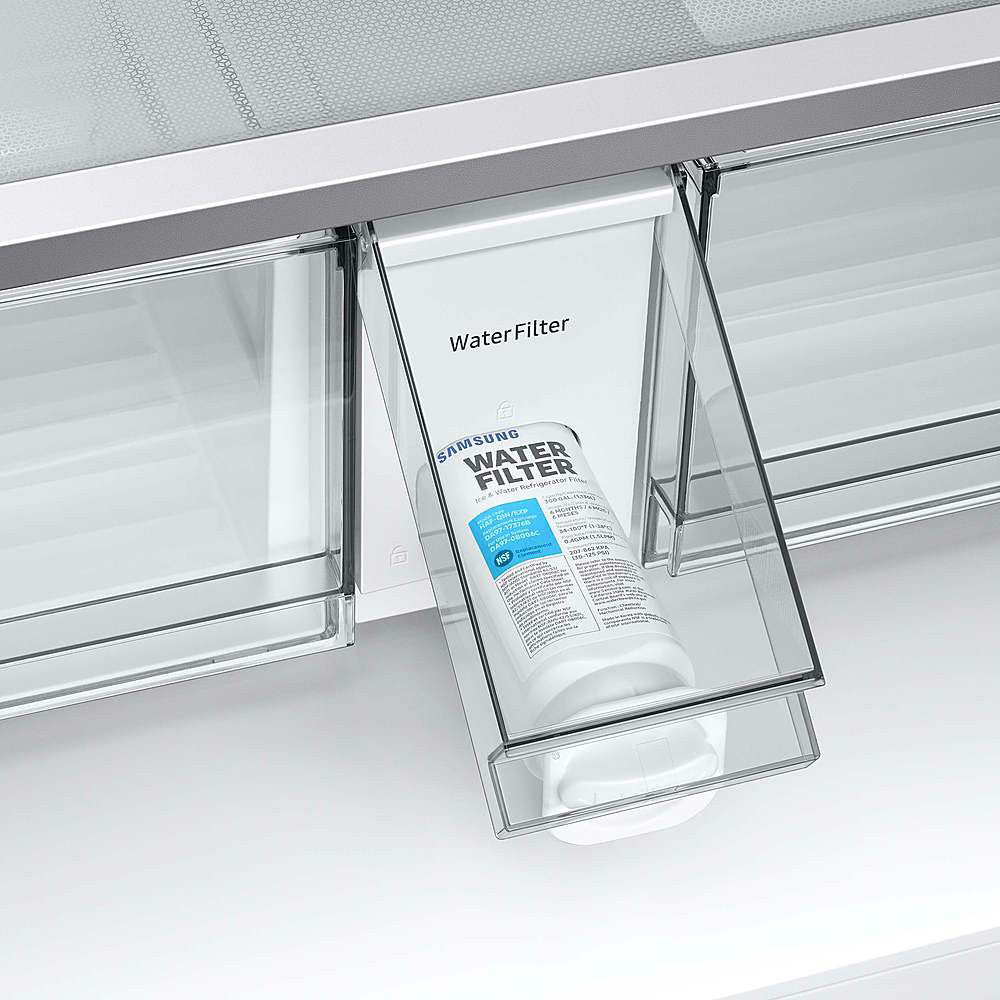 Samsung - 23 cu. ft Bespoke Counter Depth 4-Door French Door Refrigerator with Family Hub - Custom Panel Ready
