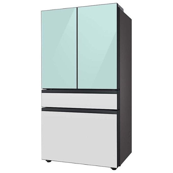 Samsung - Bespoke 23 cu. ft. Counter Depth 4-Door French Door Refrigerator with Beverage Center - Morning Blue Glass