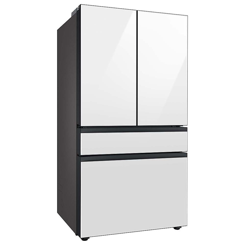 Samsung - A medida 29 pies cúbicos. Refrigerador de 4 puertas con puertas francesas y centro de bebidas - Vidrio blanco