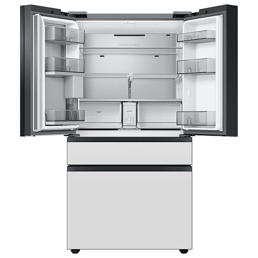 Samsung - Bespoke 29 cu. ft 4-Door French Door Refrigerator with Beverage Center - White Glass