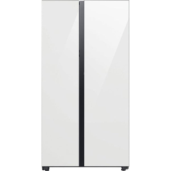 Samsung - Bespoke Side-by-Side Refrigerator with Beverage Center - White Glass