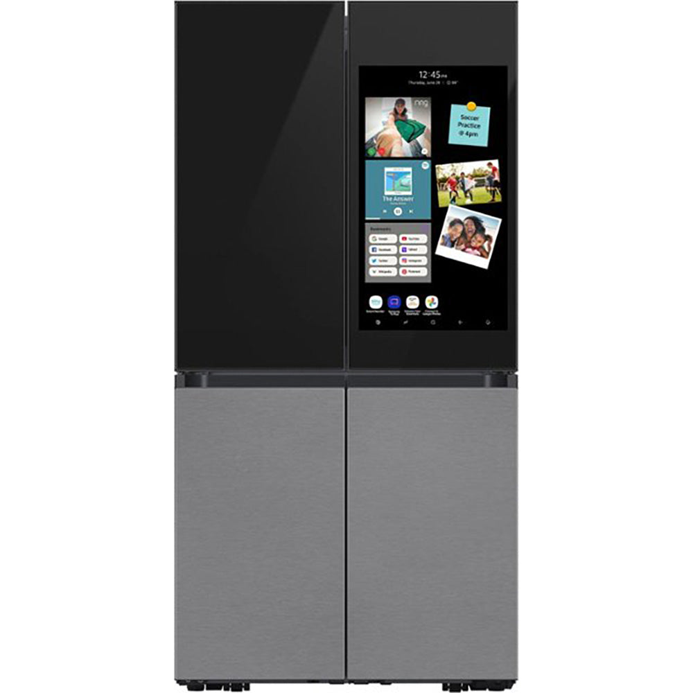 Samsung - 29 pies cúbicos. Refrigerador flexible de 4 puertas a medida con Family Hub+ - Tapa de vidrio color carbón