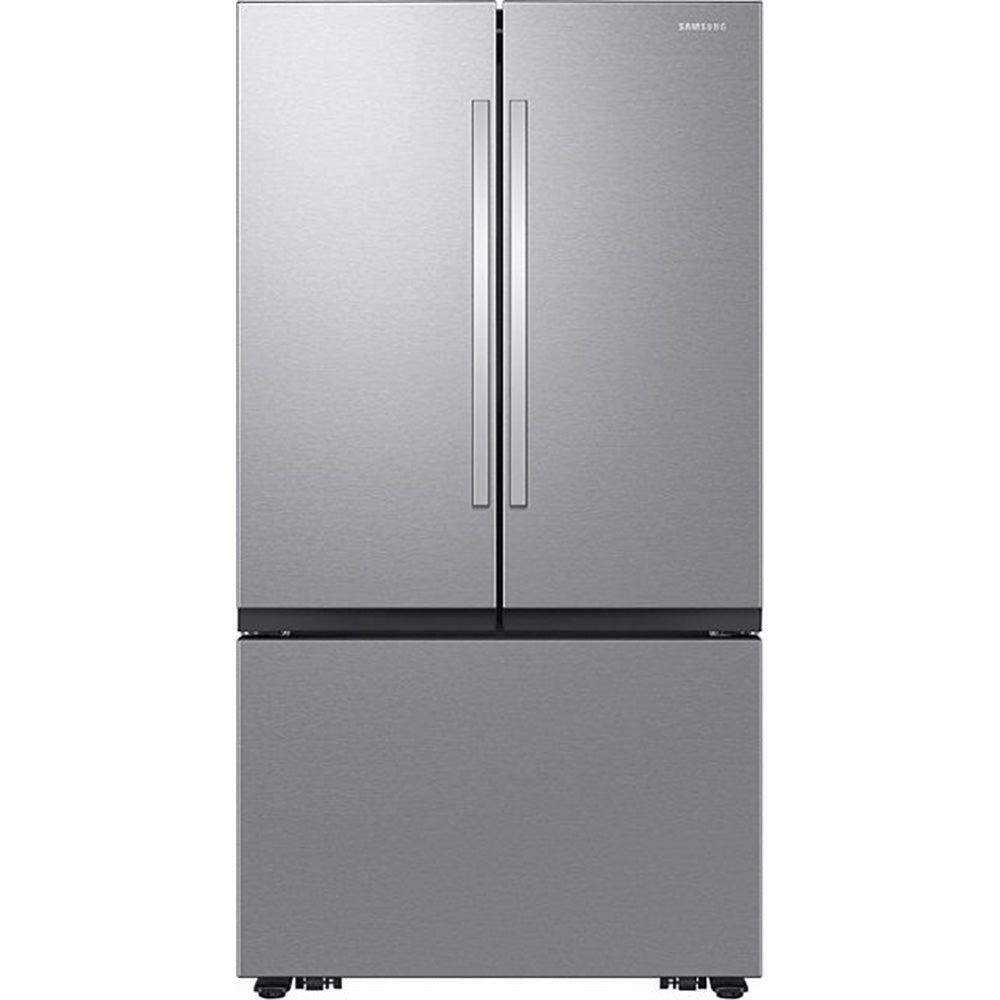 Samsung - 32 pies cúbicos. Refrigerador de puertas francesas de 3 puertas con mega capacidad y máquina de hielo automática doble - Acero inoxidable
