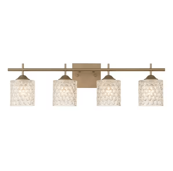 Limoges 28 in. 4-lights Brass Dust Vanity Light with Glass Shade - Dahdoul Online