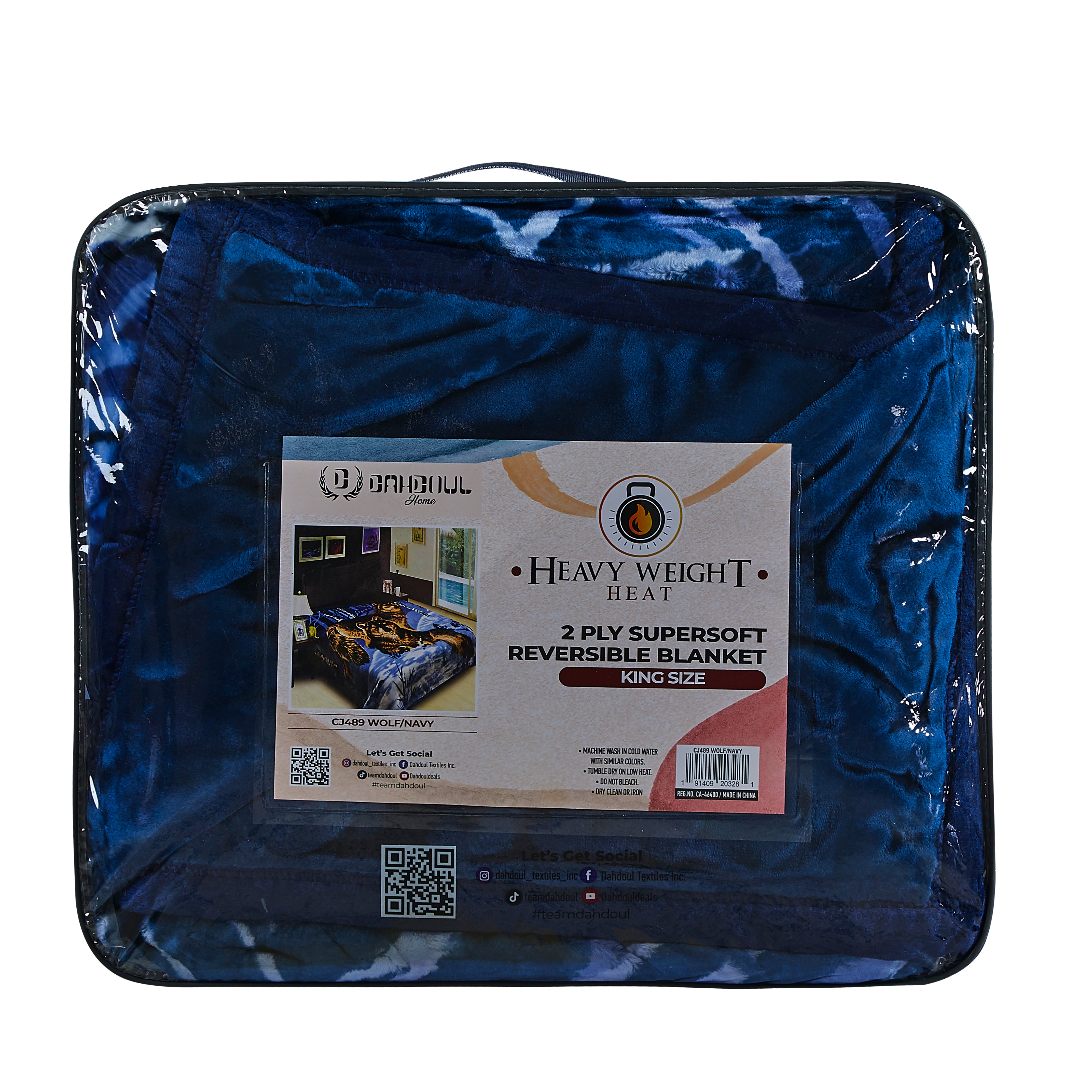 Heavy Weight Heat 2 Ply Blanket - CJ489 Wolf/Navy