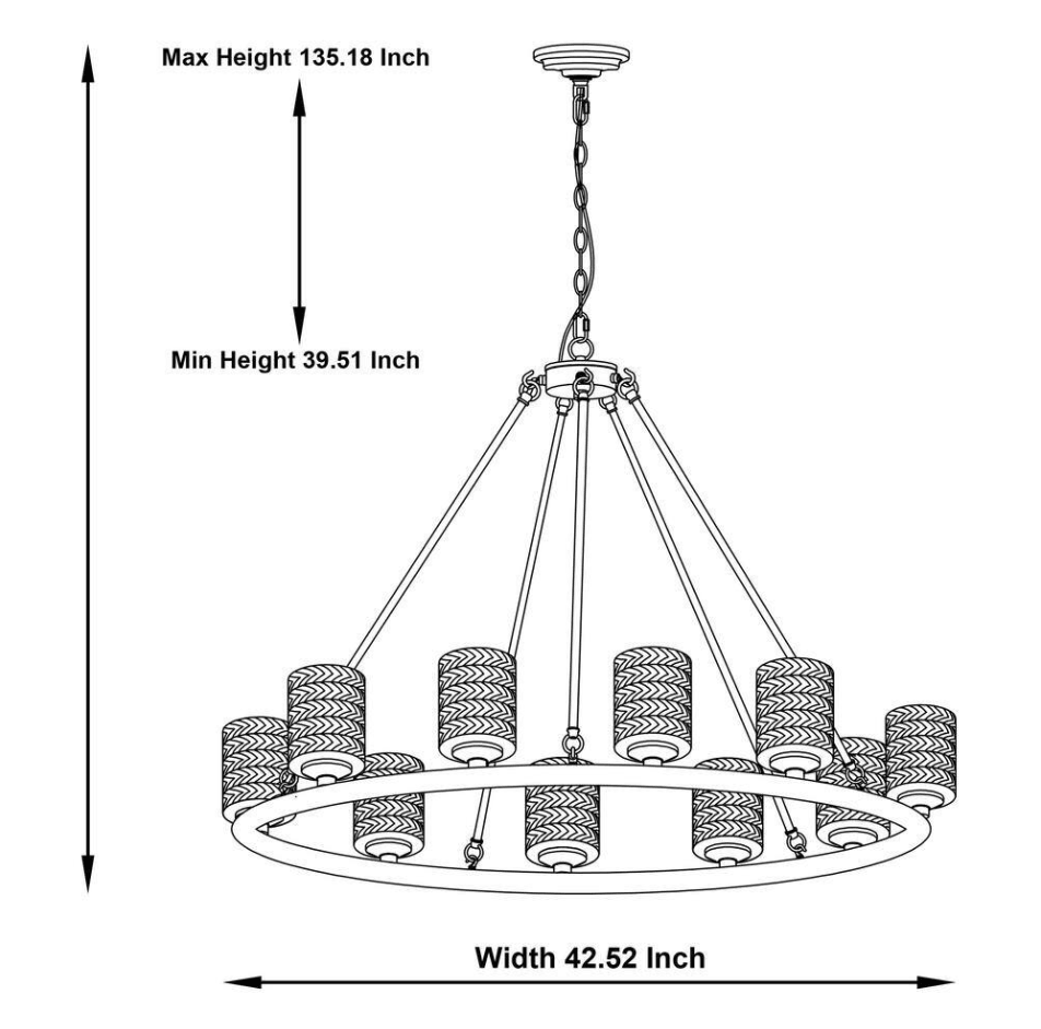 Poitiers 10-Lights Antique Silver Wagon Wheel Chandelier With Clear Glass Shades - Dahdoul Online