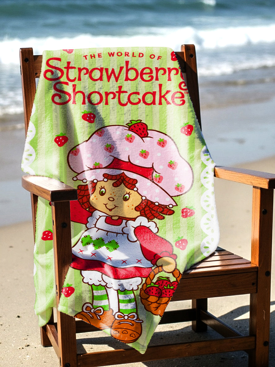 BEACH TOWEL 27"x54"- “Picnic  with Strawberry” (SOLID PACKING 24 TOWELS PER CASE)